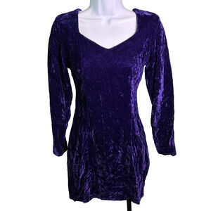 Vintage 80s Contempo Crushed Velvet Bodycon Mini Dress Womens M Blue Glam Night